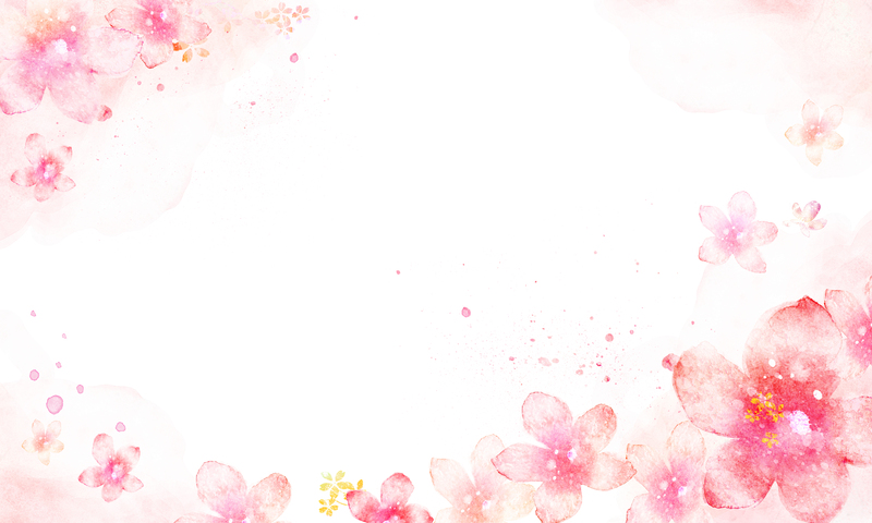 手绘水彩桃花边框JPG/PSD设计素材，高清卡通手绘背景下载