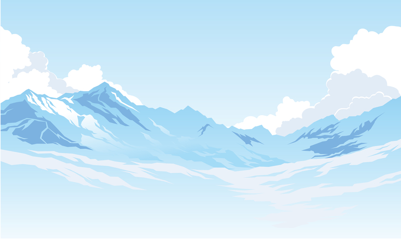蓝天白云雪山手绘背景图，高清JPG与AI格式设计素材免费下载