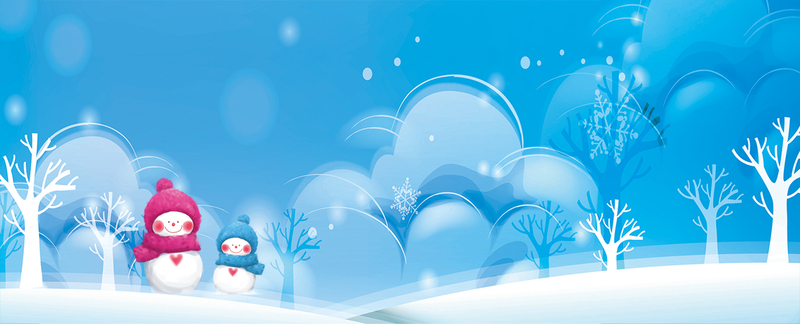 立冬时节卡通雪人美景，高清蓝色Banner，JPG/PSD格式设计素材下载