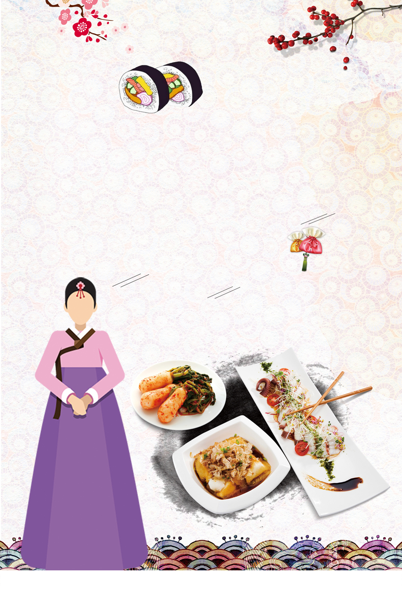 韩式料理美食海报设计素材，高清JPG+手绘PSD，免费下载！