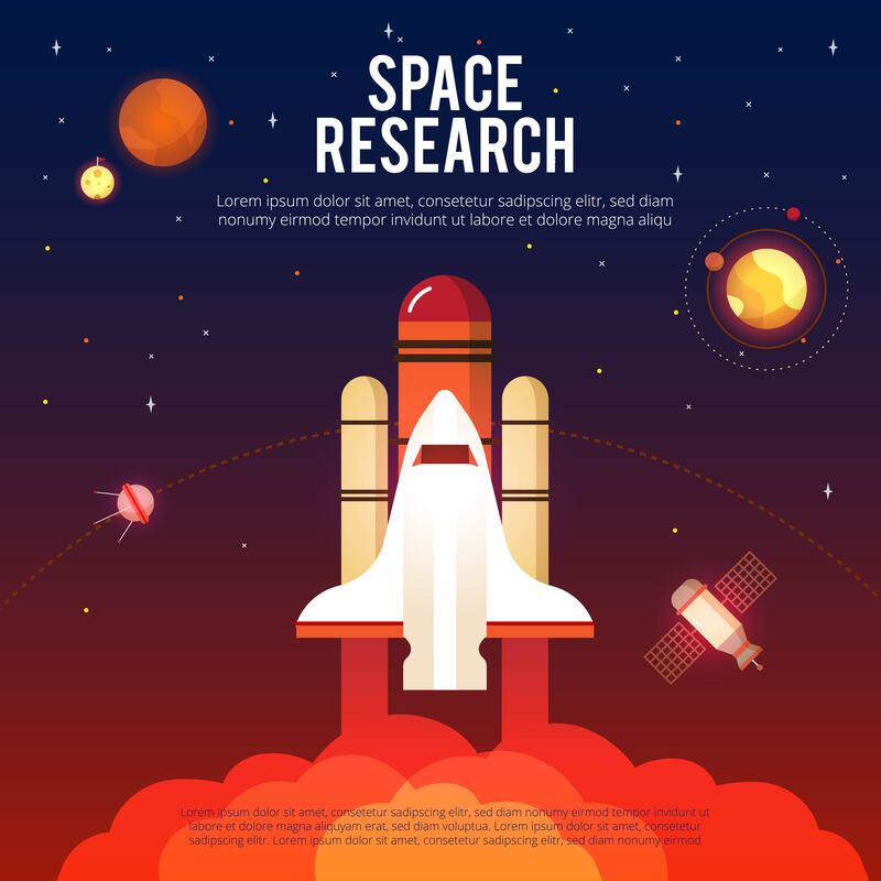 卡通宇宙飞船升空矢量图，高清JPG背景素材，手绘AI设计资源下载