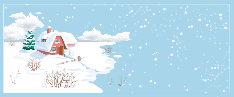 冬季卡通蓝色Banner，高清JPG与手绘PSD设计素材下载