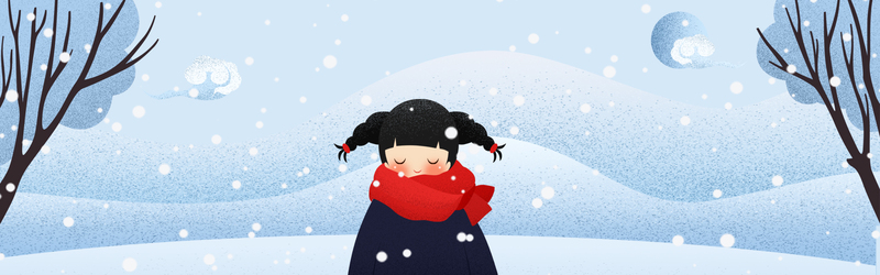 大雪节气唯美文艺淡蓝banner，卡通手绘PSD设计素材高清下载