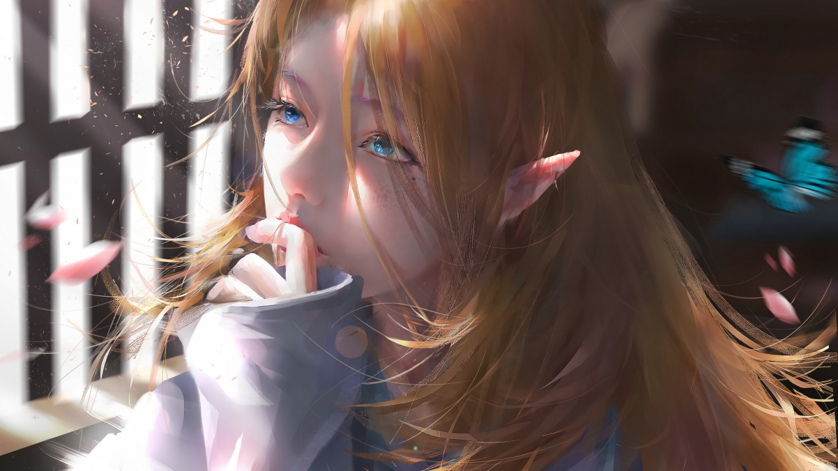 阳光洒窗，唯美女孩动漫壁纸，高清4K美女图片，3840x2160分辨率，免费下载