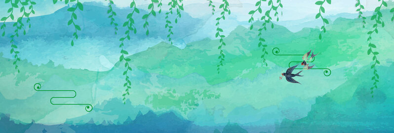 立春节气绿色清新Banner设计，卡通手绘JPG/PSD素材下载