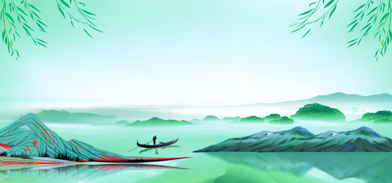 清明节手绘旅游清新Banner，绿色卡通JPG/PSD设计素材下载
