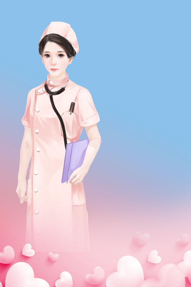 手绘护士节海报，卡通风格JPG/PSD素材免费下载