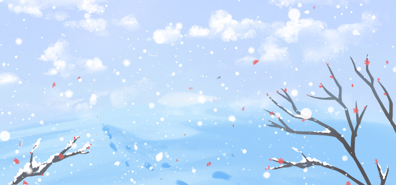 大雪节气卡通手绘设计素材，高清JPG/PSD格式，冬天二十四节气banner下载
