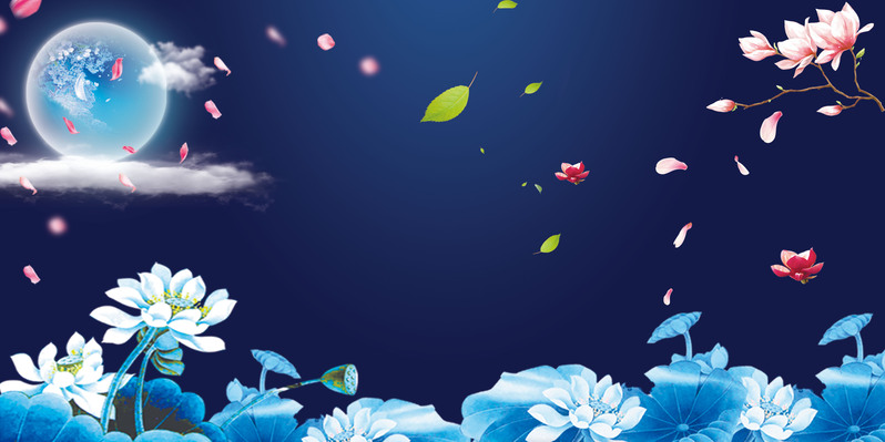 中秋国庆创意海报背景，大气花瓣设计素材，高清JPG/手绘PSD下载