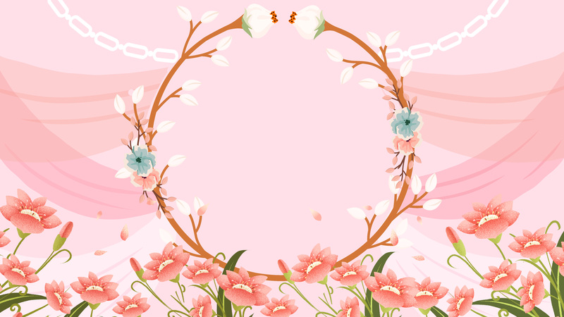 樱花节气节日背景图，高清JPG/PSD素材，卡通手绘风格免费下载