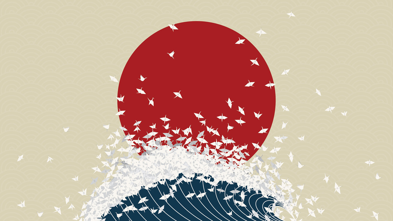 和风日式插画背景素材，高清JPG，卡通手绘设计图，免费下载