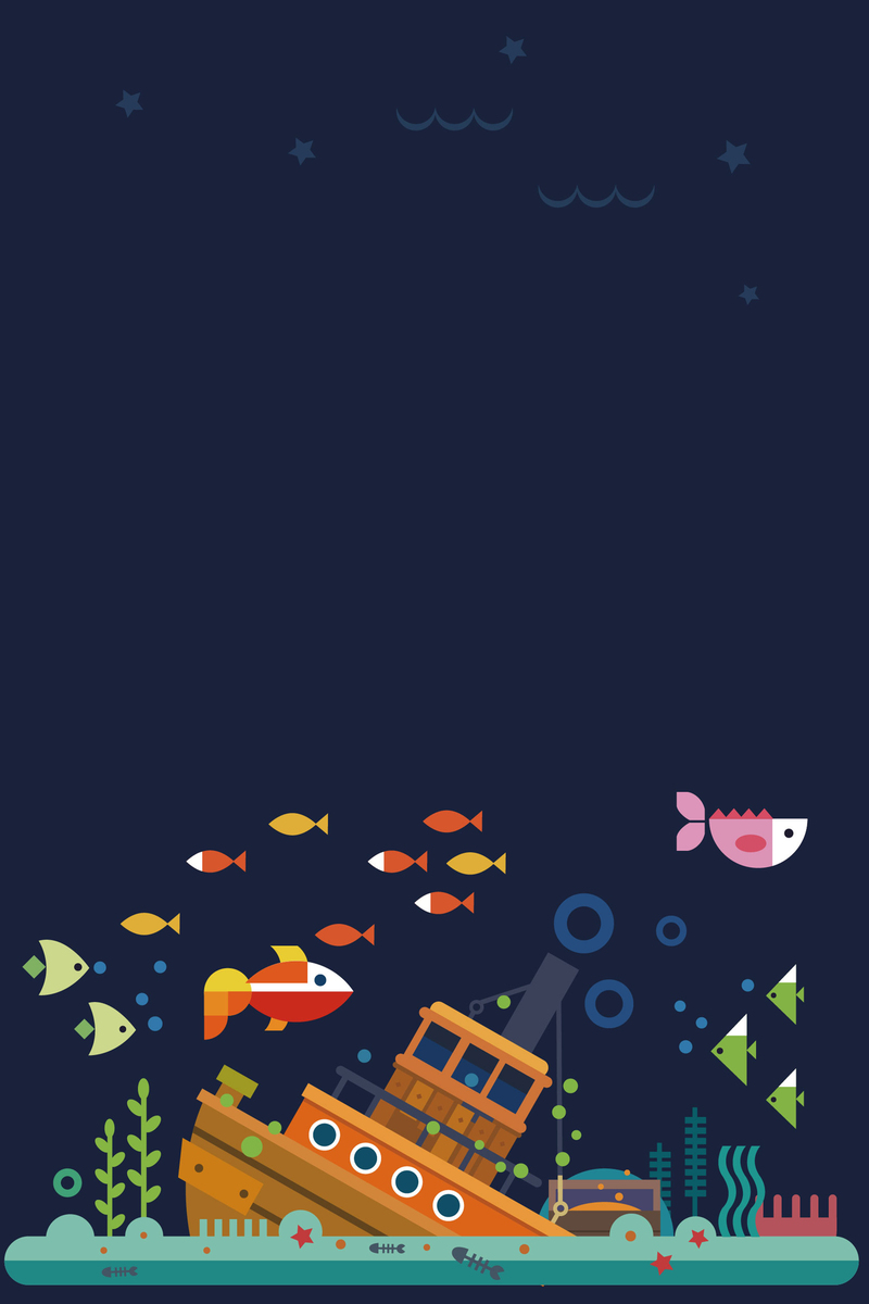 矢量卡通海底世界儿童插画，高清JPG背景+AI格式设计素材下载