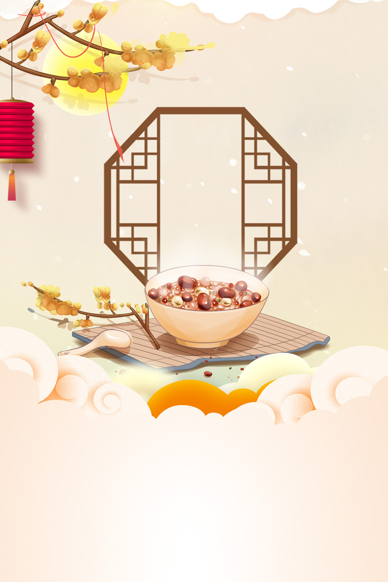 腊八节边框，古窗元素高清图片，卡通手绘PSD设计素材下载