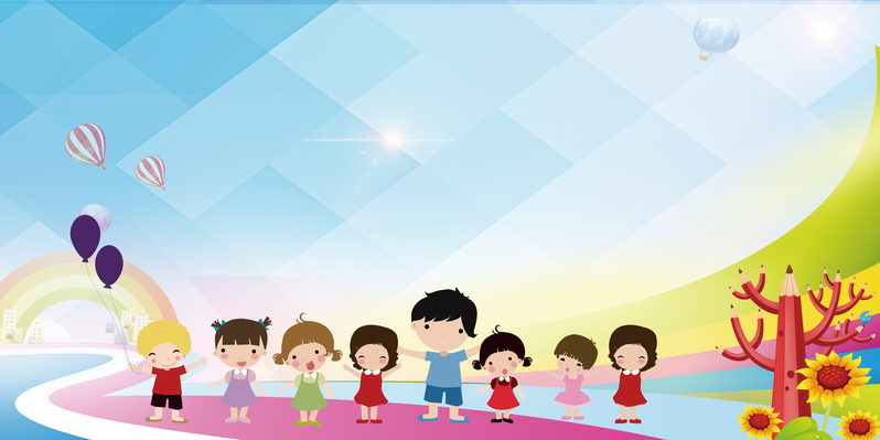 小学幼儿园开学典礼舞台背景，卡通手绘高清JPG/PSD设计素材下载