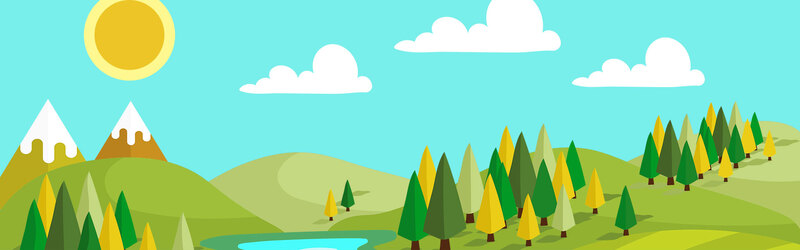 卡通手绘森林风景旅游Banner，高清JPG/PSD设计素材下载