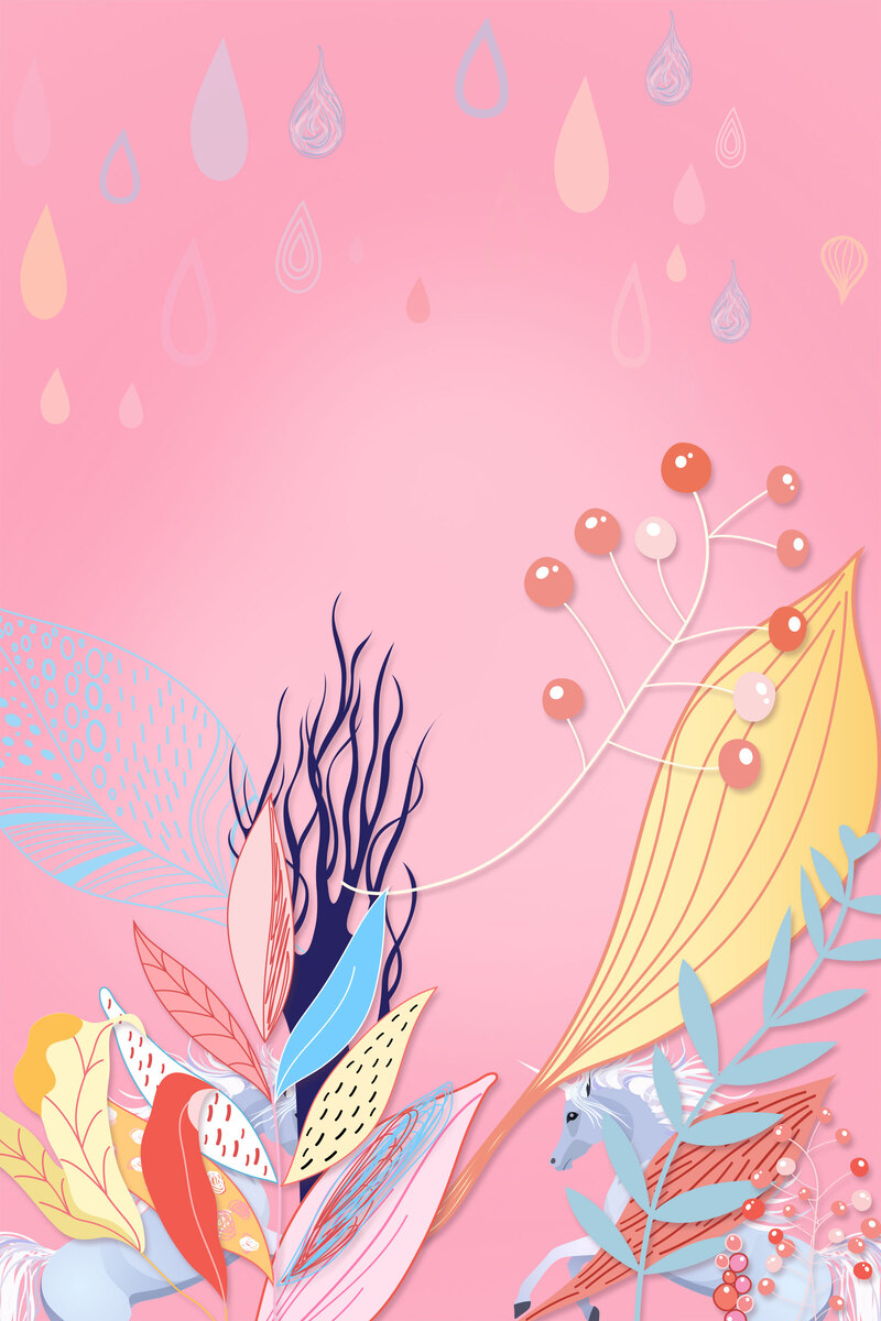 手绘花朵星空粉背景，高清JPG/PSD设计素材下载