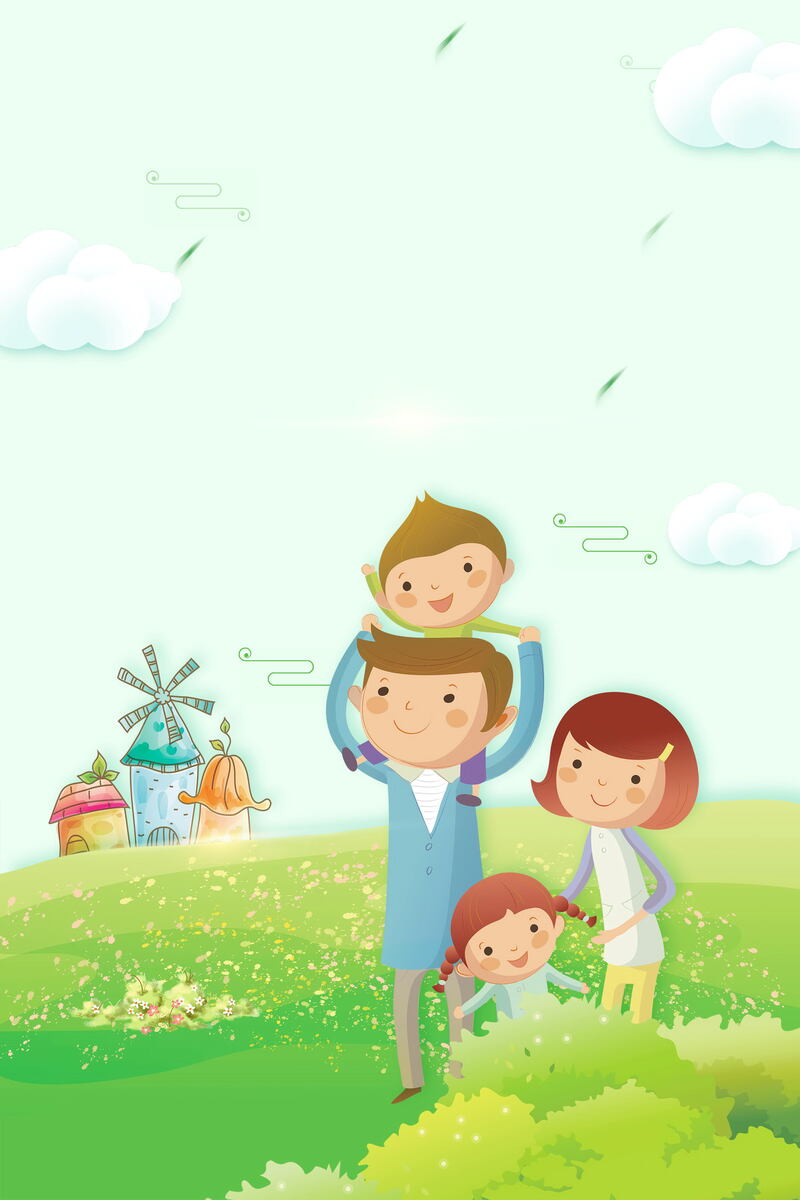 卡通亲子游背景图，欢乐手绘JPG/PSD素材高清下载