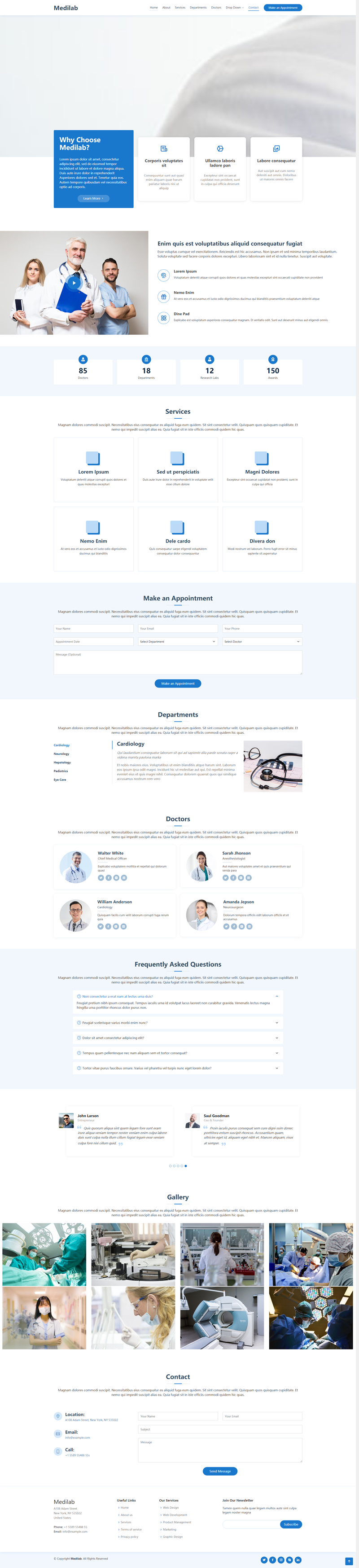 蓝色大气的Bootstrap医疗网站模板下载