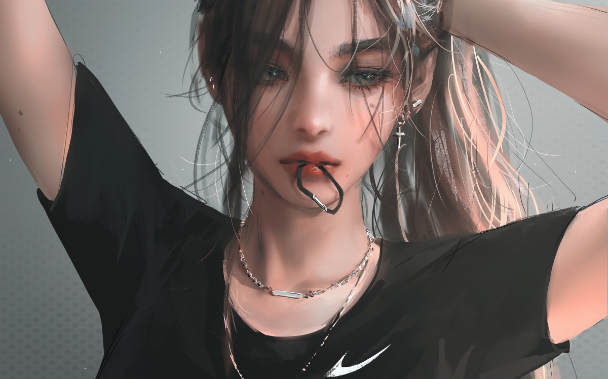 少女发型创意，精美皮筋绑发，厚涂4K动漫壁纸，高清大图4000x2495，免费下载