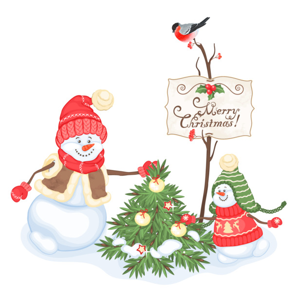 圣诞雪人卡通PNG透明图，高清节日元素，设计素材免费下载