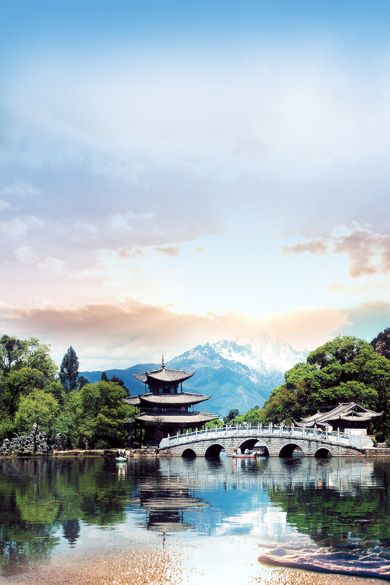 云南旅游风情海报背景，高清JPG/PSD设计素材，免费下载