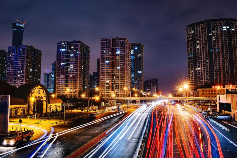 流光溢彩夜车流，高清JPG摄影大图/绝美风景设计素材下载