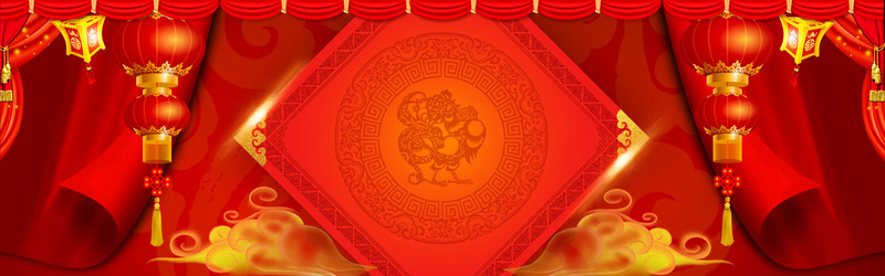 春节中国风红色海报，高清JPG与狂欢PSD设计素材下载
