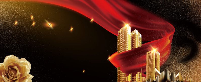 高清华丽房地产海报背景，创意高端JPG/PSD设计素材下载