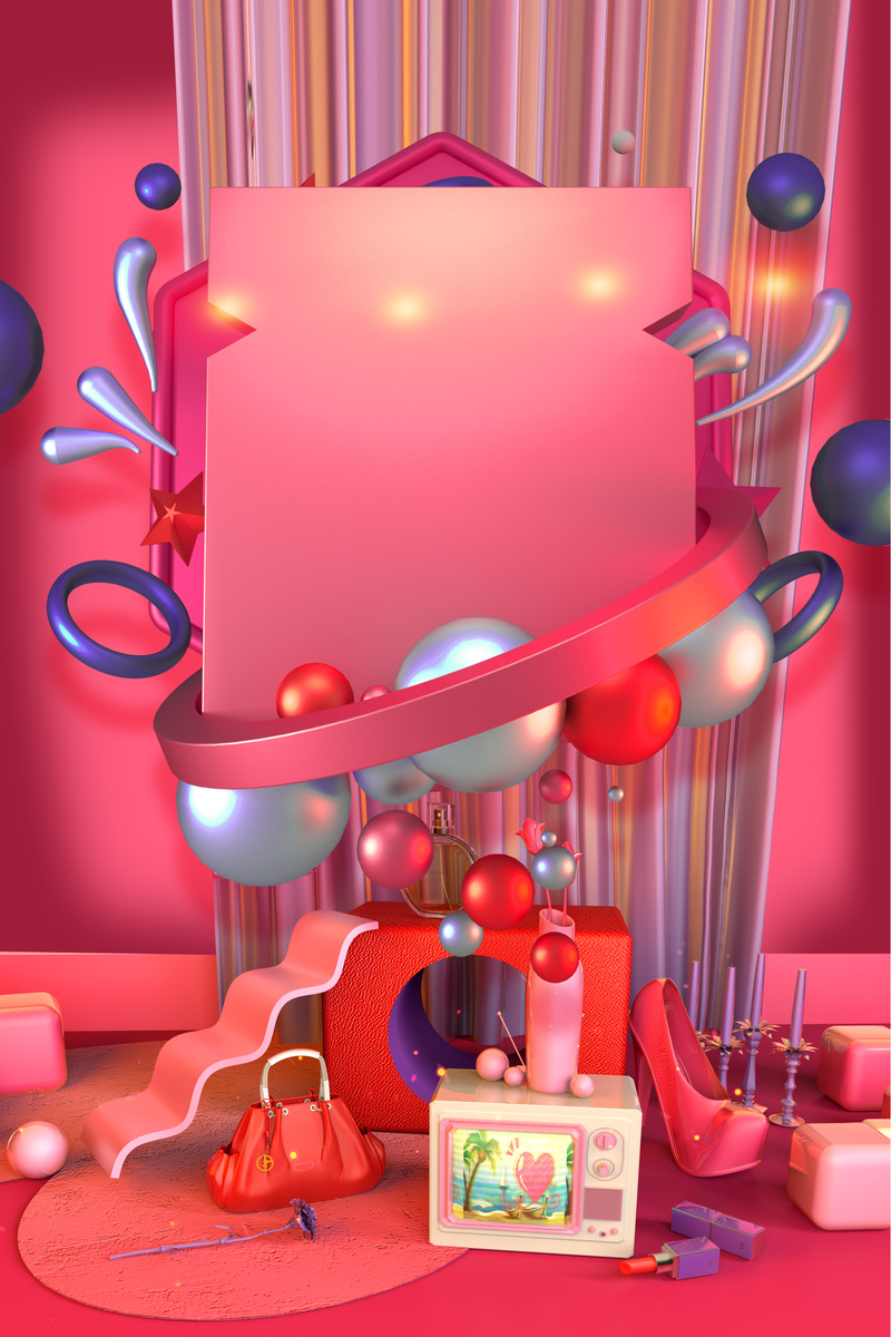 双十一狂欢盛宴，C4D创意背景图设计素材下载（高清JPG/PSD格式）