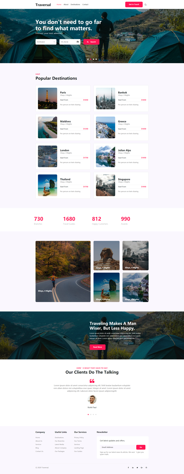 Bootstrap旅游预订旅行社网站模板下载
