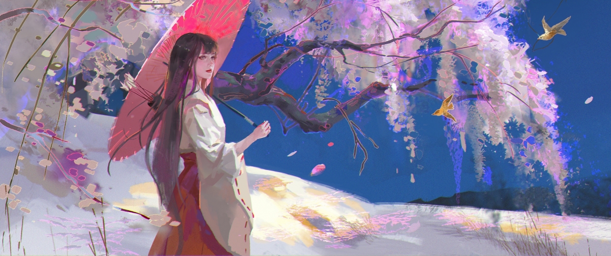 犬夜叉桔梗绝美壁纸，高清4K动漫图，带鱼屏专属，3440x1440分辨率畅享下载
