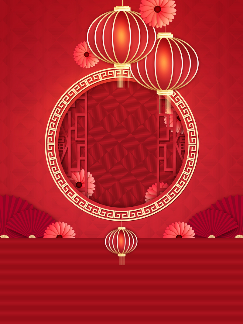春节灯笼边框背景图，高清JPG与质感PSD，设计素材免费下载