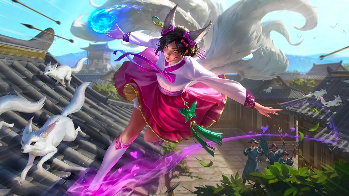 LOL英雄联盟，九尾妖狐阿狸，高丽风情4K超高清壁纸，3840x2160精美游戏图片下载