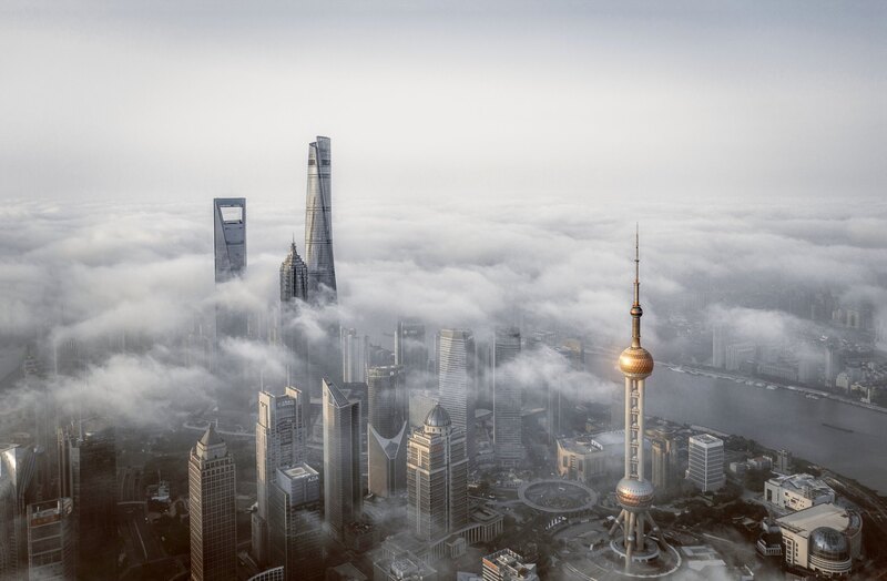 上海航拍盛景，天宫之城与东方明珠高清JPG图片，风景摄影素材下载