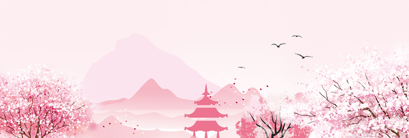 唯美粉色樱花淘宝天猫海报素材，高清JPG/PSD格式，浪漫风景摄影下载