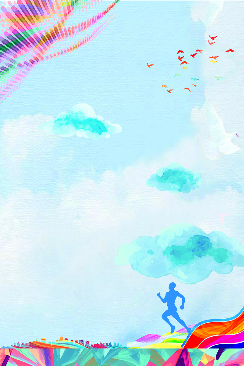 高清炫彩蓝色体育海报背景，质感纹理PSD素材，健身设计必备