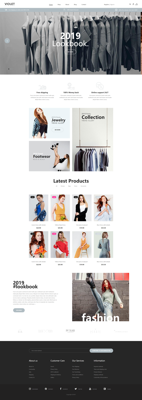 灰色经典的服装电子商务网站模板html