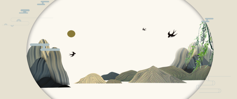 中式鎏金山水背景，高清JPG与PSD设计素材，质感纹理任选下载
