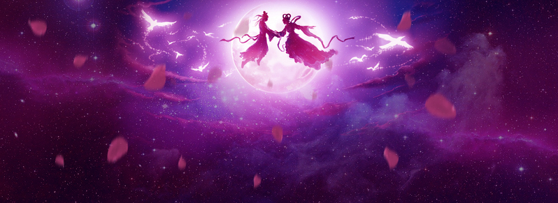 紫色夜空七夕背景图片，高清JPG与质感PSD设计素材下载