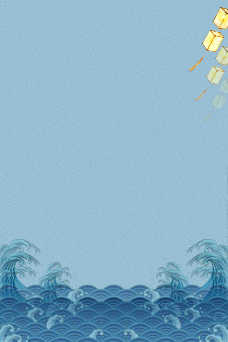 蓝色简约灯笼花纹广告图，高清JPG+PSD设计素材，质感纹理任选下载