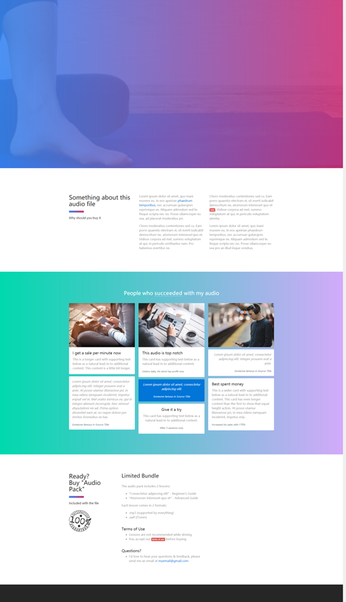 音频包销售网页Bootstrap4模板