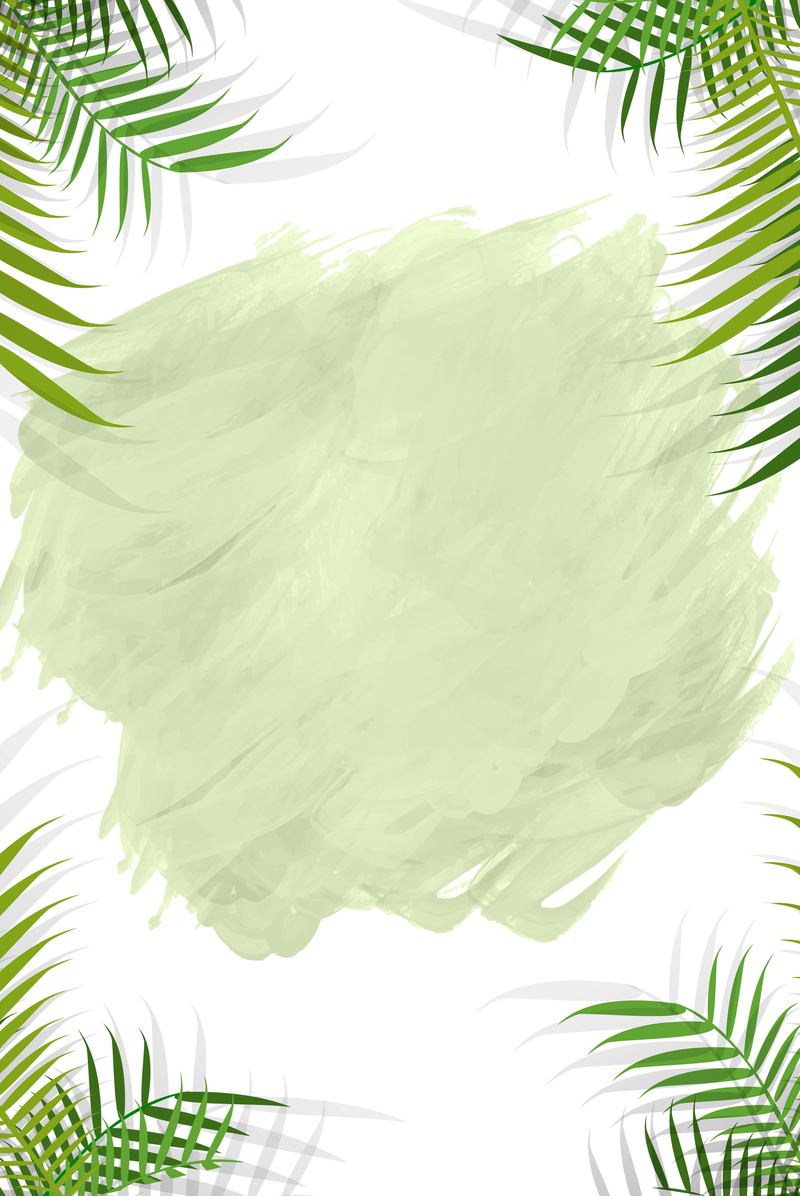 褶皱纸张与绿意盎然植物海报背景，高清JPG与AI纹理设计素材下载