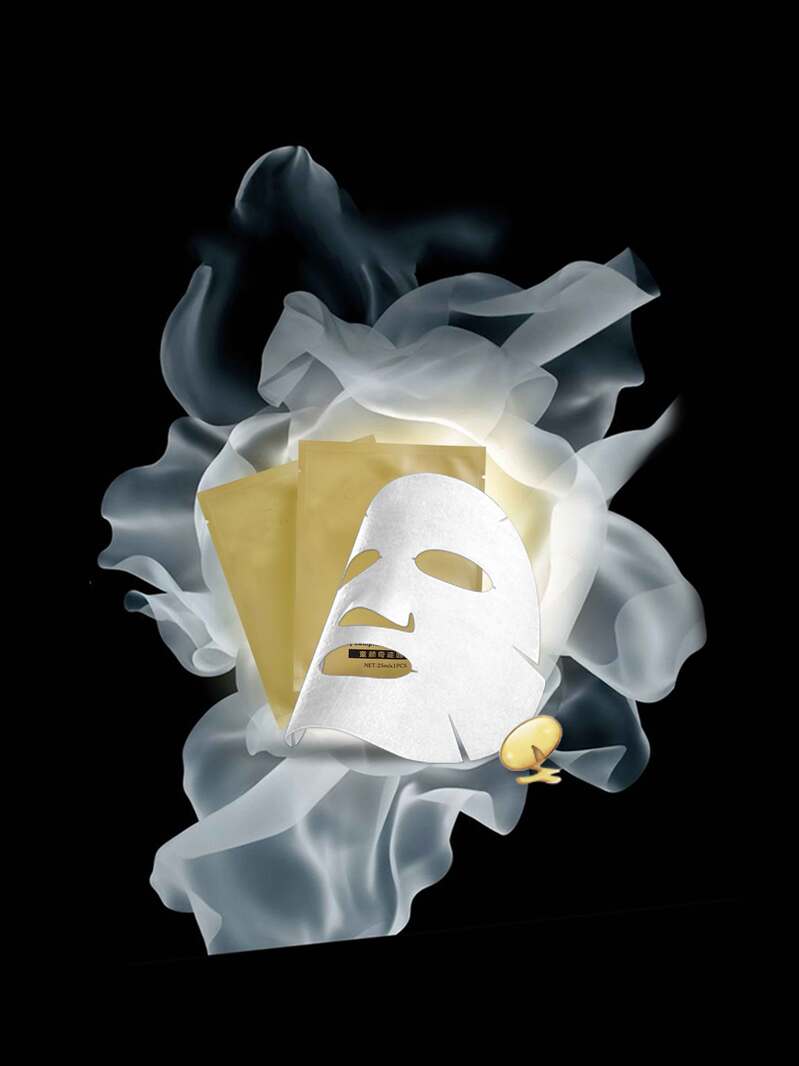 高端简约金箔面膜护肤美妆PSD设计素材，高清质感纹理，促销图片下载