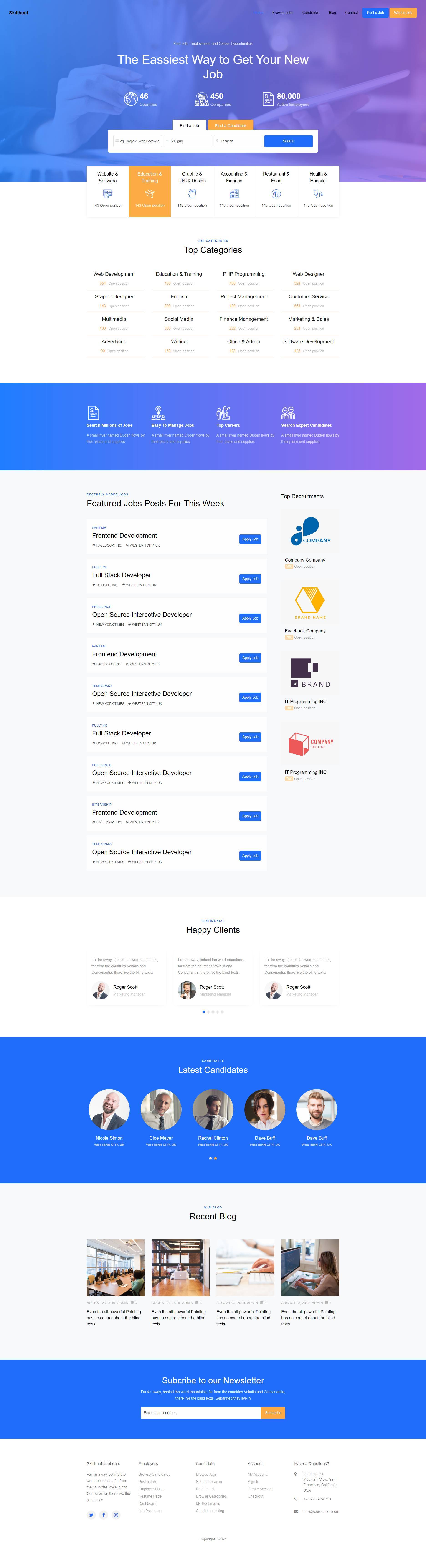 现代简洁的bootstrap求职招聘网站模板