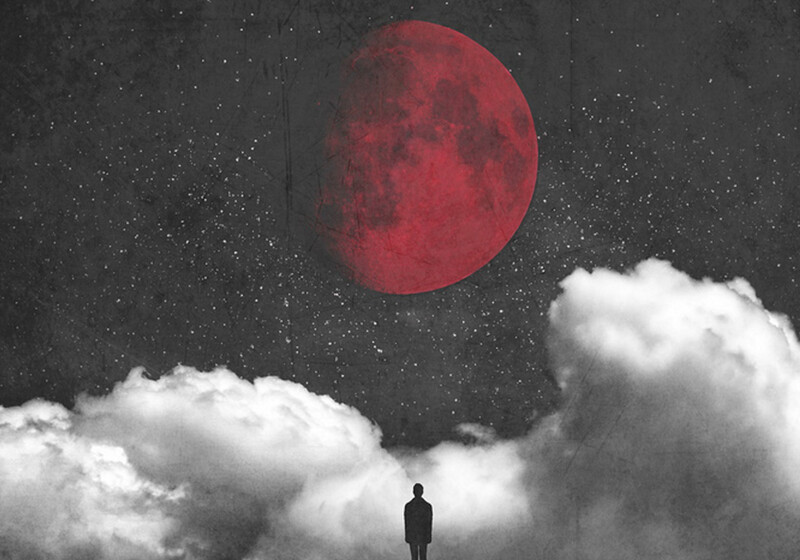 高清JPG图片，夜晚红月背景质感纹理，设计素材免费下载