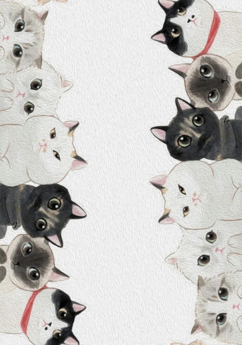 卡通猫咪手绘背景高清JPG图片，质感纹理PSD设计素材下载