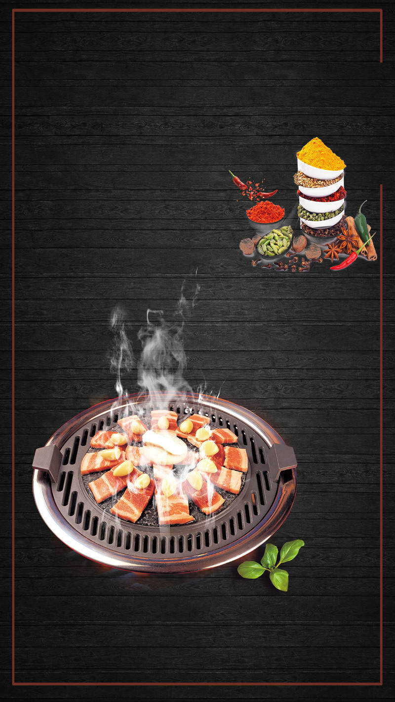 黑色烤肉美食PSD分层设计素材，高清JPG质感纹理，免费下载