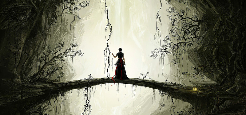 唯美梦幻桥上美女高清JPG，质感纹理图片素材，免费下载