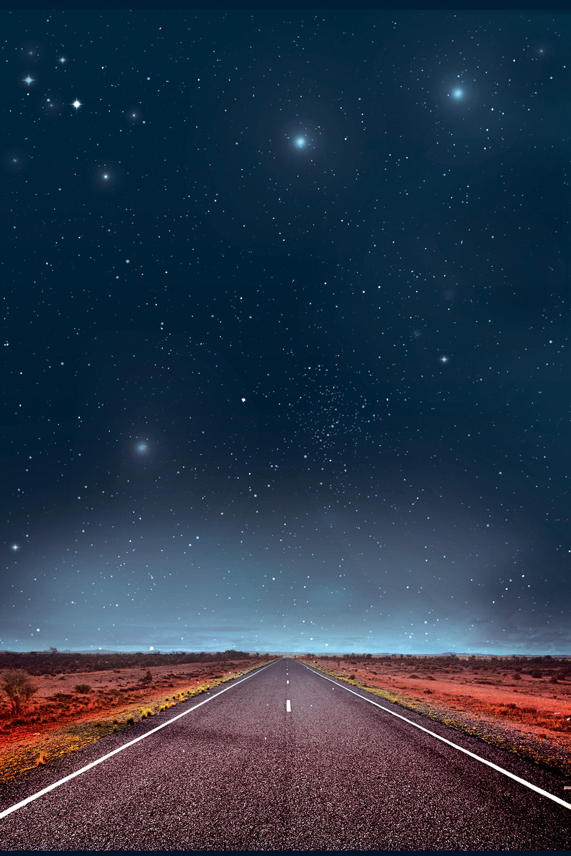 夜色星空高清图集，星光风景道路背景，JPG/PSD格式素材下载