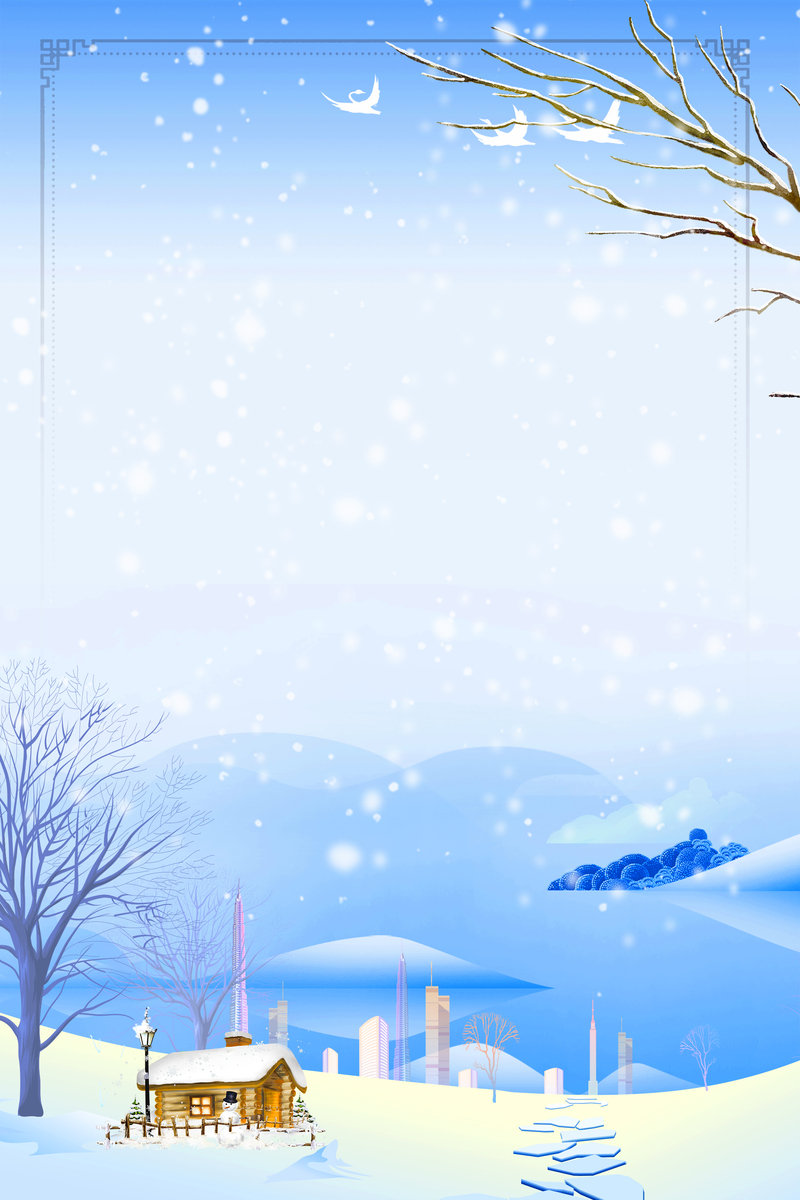 冬日雪景小清新，文艺蓝色Banner摄影图片，高清JPG/PSD素材下载